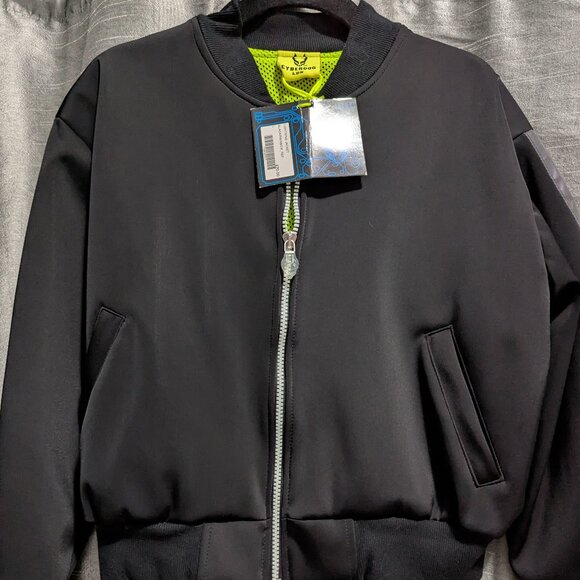 Cyberdog Cropped Bomber Flight Jacket Black Reflective Large - Picture 7 of 7